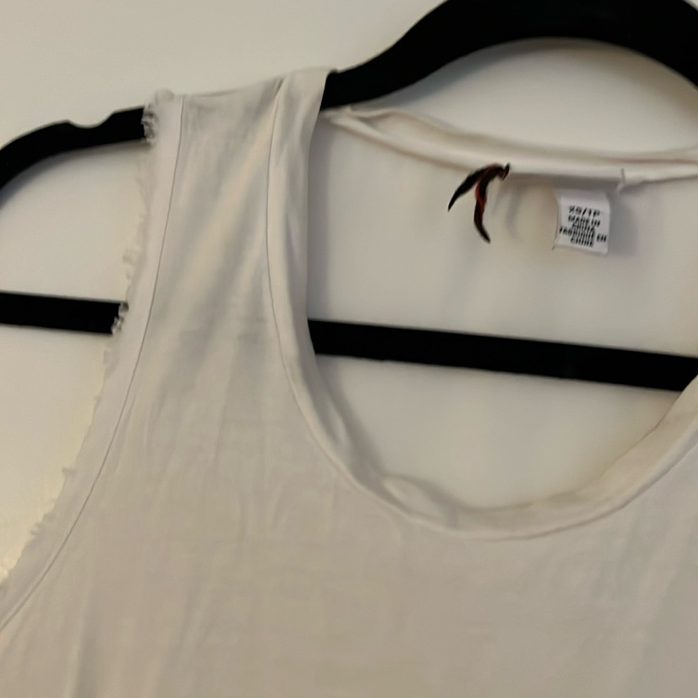 Ethereal white tank. Feathered detail, sheer back. Philip Lim 3.1. XS